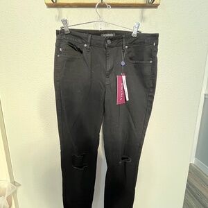 NWT Vigoss Womens Jeans Black Skinny Leg Stretch Denim High Rise Size 29 Slim